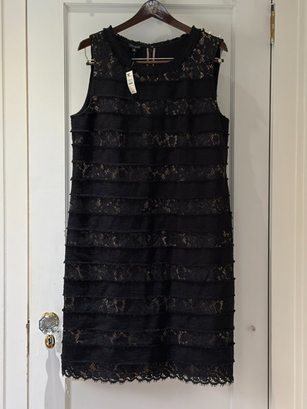 Talbots Black Lace Overlay Sheath Dress Size 16 - Picture 2 of 13